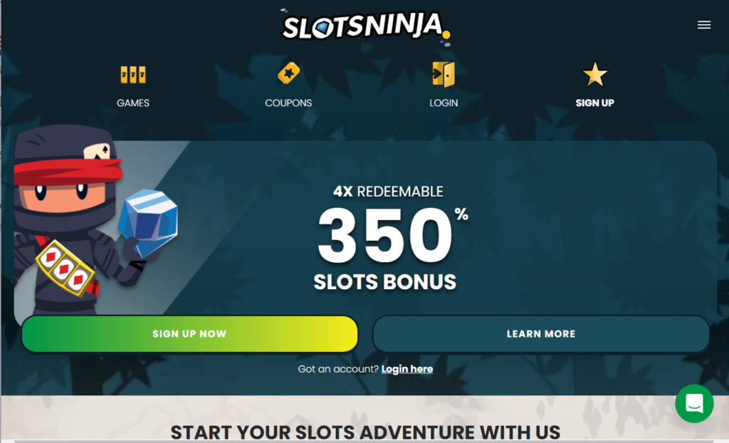Slots Ninja: 350% Slots Bonus